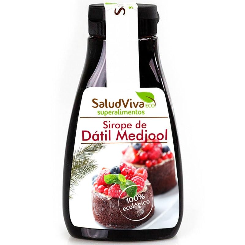 Sirope de Dá​til Medjool Salud Viva – 350 g | Endulzante 100 % natural, sin azúcares refinados, vegano, fuente de fibra – Alternativa saludable para café, repostería, smoothies