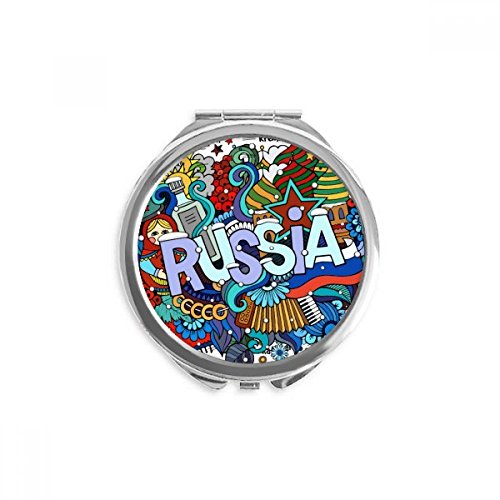Miroir de poche accordéon et casino russe illustration voyage rond de 6,5 cm