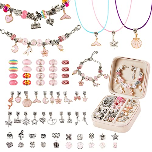 Acbxm Charm Bracelet Jewelry Making Kit for Girls 8-12 5-7 Teen DIY Kids Jewelry Making Kit Pop Beads Crystal Jewelry Making Kit Box Craft Gift Sets