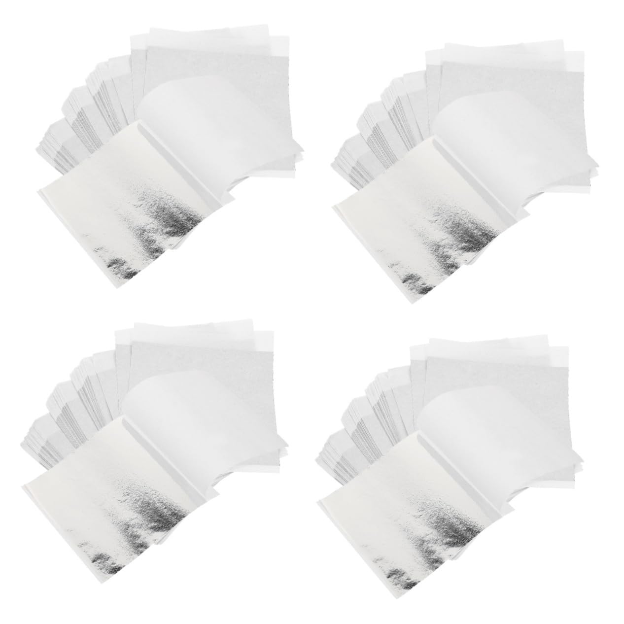 IWOWHERO 4sets DIY Foil Sheets Silver Foil for Arts Imitation Sequins Manicure Supplies Sparkling Decorative 100sheets*4