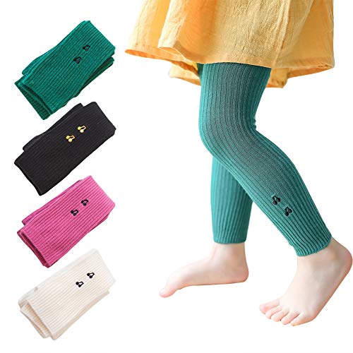 4 Pack Toddler Baby Cable Knit Basic Ribbed Leggings Footless Tights Kids Little Girls Pants 8-10T