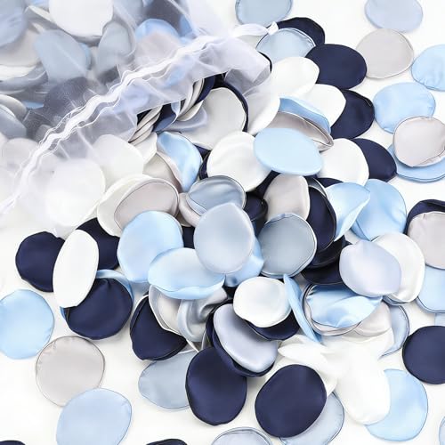 Der Rose 300pcs Artificial Flowers Silk Fake Blue Rose Petals Flower Girl Scatter Pedals for Aisle Centerpieces Table Confetti Party Favors Home Weddi