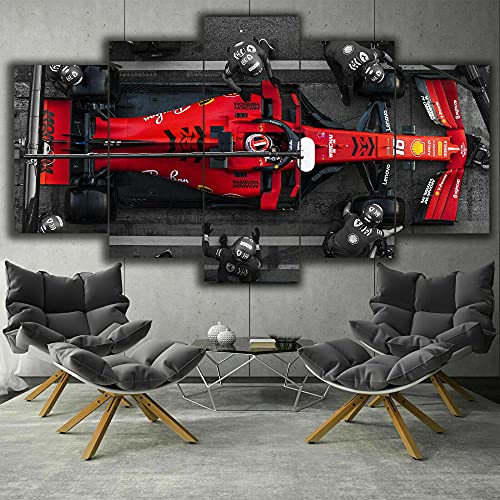 Tableau F1 Formula Car 5 Parties Image XXL Décoration Murale Salon Modern