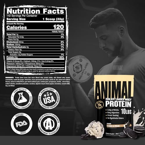 Image of Animal Whey Isolate Protein Powder, 25G High Protein | Cookies & Cream 10LB