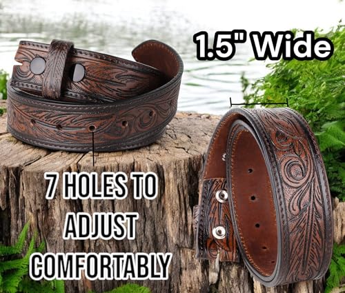 Image of F&L CLASSIC Western Belt without buckle for men - Full Grain Leather Cowboy Belts for jeans - One Piece Leather strap belt