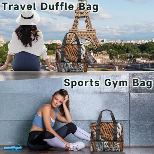 Bolsa deportiva con diseño de tigres de 21L: organizador grande para yoga y fitness 7