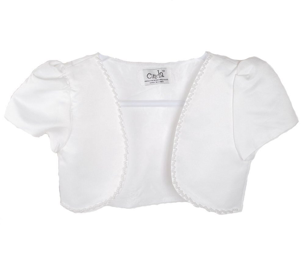 Cinda Girls Ivory Satin Bolero 9-10 Years