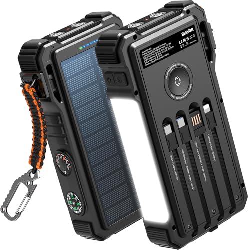 BLAVOR Solar Charger 20000mAh Built-in Cables, 20W Fast