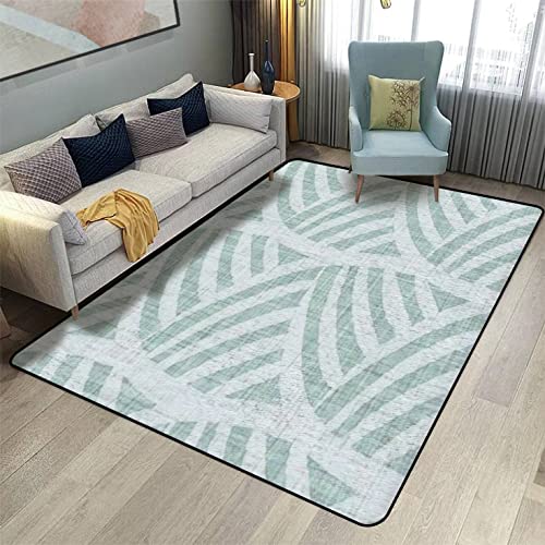 Low Pile Rug Aegean Teal Mottle Patterned Linen Texture Summer Coastal Living Style Non-Slip Soft Area Carpet Doormats Runner Rugs Mat Indoor Outdoor Home Decor for Living Room Bedroom Kids Room
