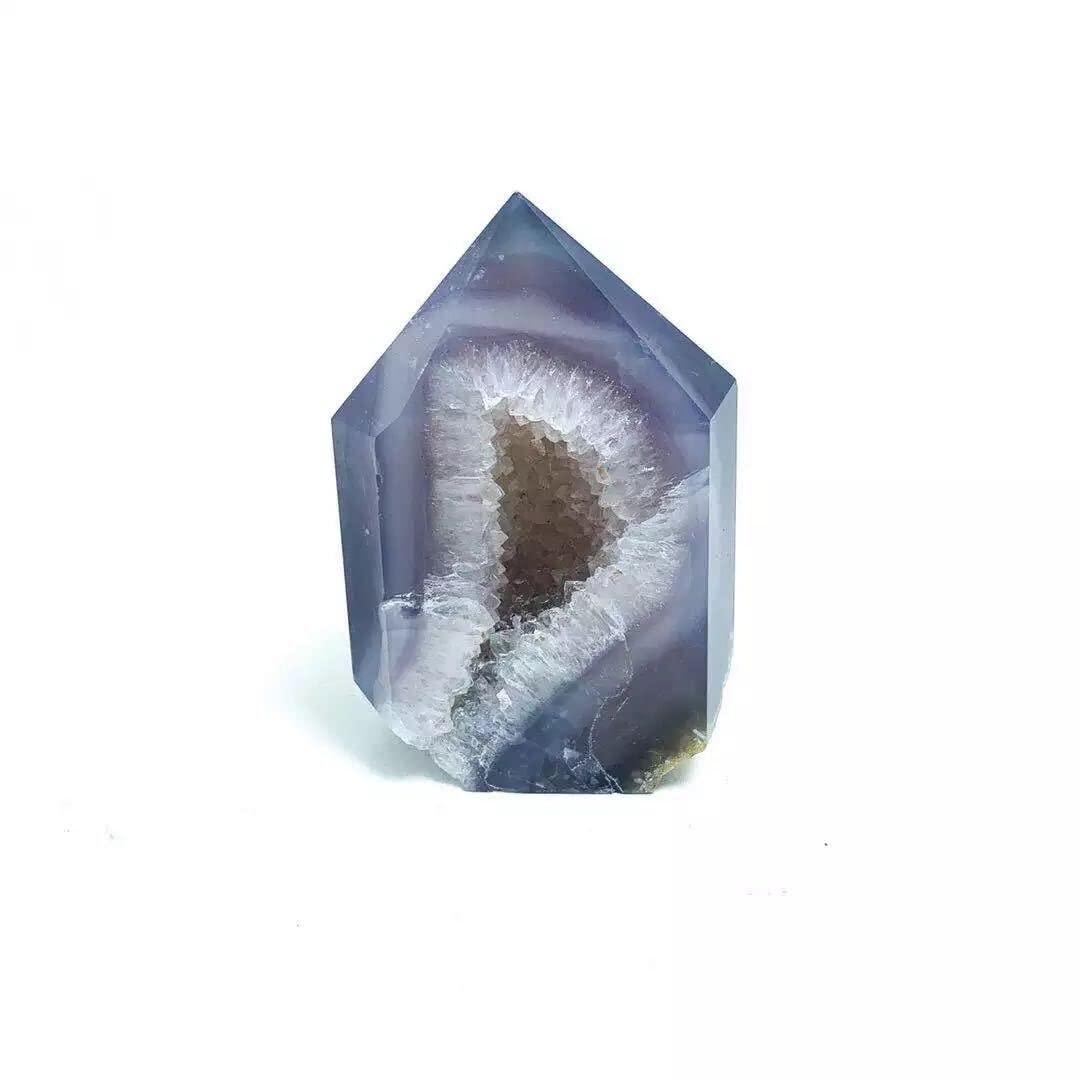 Natürlicher grauer Achat Geode Quarzkristall Zauberstab Punkt 200G-1000G 1pc Natursteine ERTEYIN