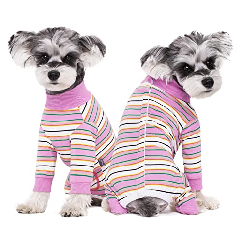 Image of Dog Surgery Recovery Suit for Small Dogs, 4-Legged Dog Onesie After Surgery with Back Snaps, Breathable Cotton Spay and Neuter Bodysuit for Female and Male Dogs