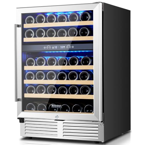 Image of BODEGA 24-Inch 46 Bottle Dual Zone Wine Fridge, Built-In or Freestanding