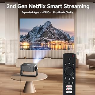 [1500 ANSI/Auto Focus & Keystone/Built-in APPs] 4K Outdoor Projector with WiFi and Bluetooth, Smart Portable Projector with YouTube/PrimeVideo & Dolby Audio, Projector 4K with Stand/HDR10+
