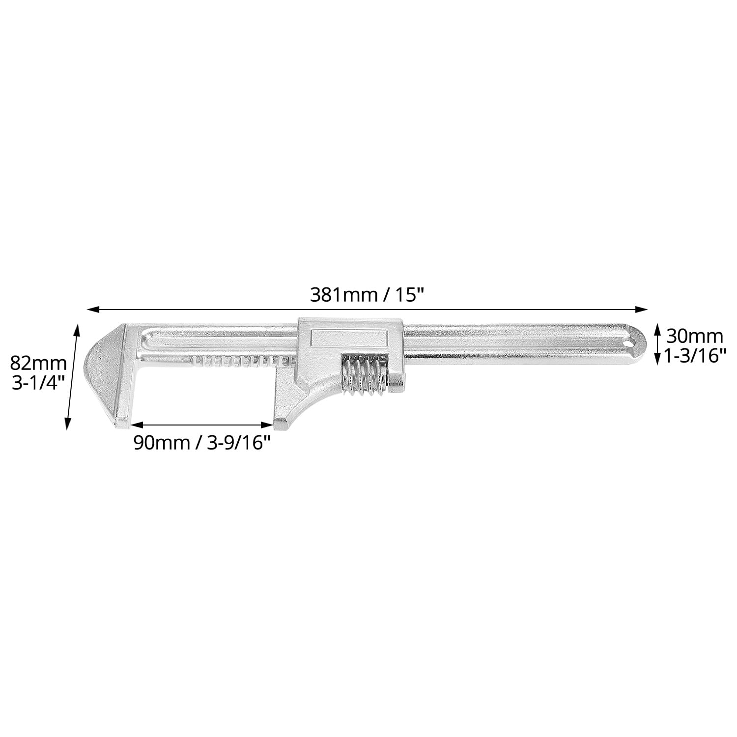 QWORK Clé à molette 38,1 cm – Outil chromé réglable pour plomberie, tuyau, maison, réparation automobile
