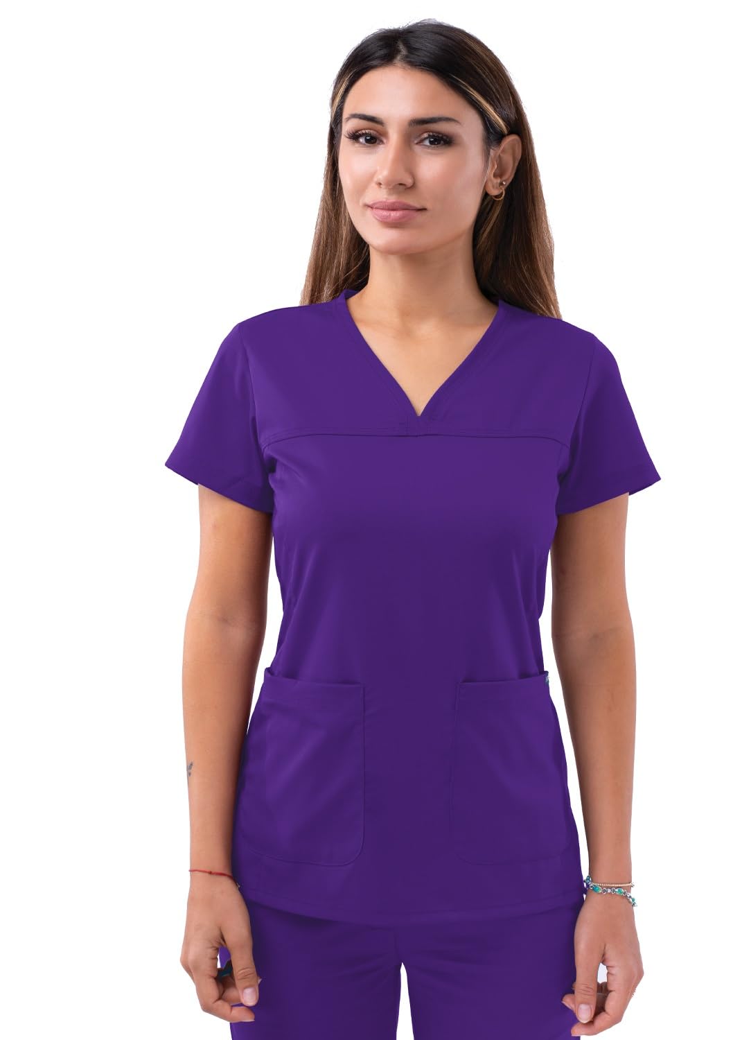Adar Uniforms Women's Grape Adar Pro Scrubs For - Sweetheart V-Neck Scrub Top - P4210 - Xxs