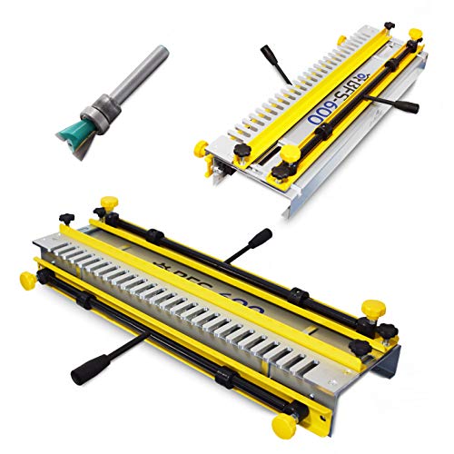 BAMATO Zinkenfräsgerät BFS-600 | 600 mm Arbeitsbreite | Inkl. 12,7 mm Schablone & Fräser | Vorrichtung für Schwalbenschwanzverbindungen | Für Oberfräser