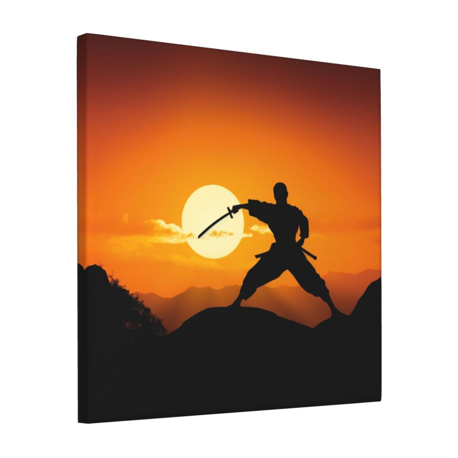 FodPand Sun Karate Silhouette Canvas Wall Art for Living Room Wall Decor 12"x12" Modern Artwork Painting Pictures Hanging Canvas Prints Aesthetic Wall Art for Bedroom Bathroom Office Wallart Decor