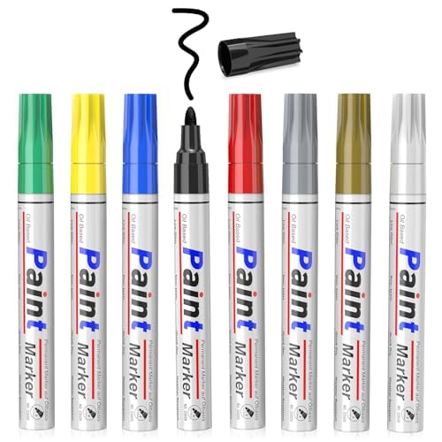 SAKEYR Confezione da 8 pennarelli indelebili impermeabili, a base di olio, per uso su roccia, legno, metallo, plastica, carta, cartone, vetro, ceramica, tessuto