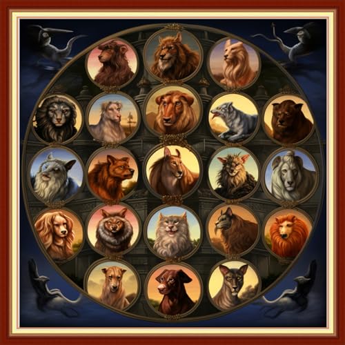 Image of Joyhoor Cross Stitch Kits for Beginners Stamped Cross-Stitch Supplies Needlework preprint Embroidery Kits for Adults DIY Needlepoint Kits Embroidery Patterns 11CT-Versatile Animal 18.x18 inch
