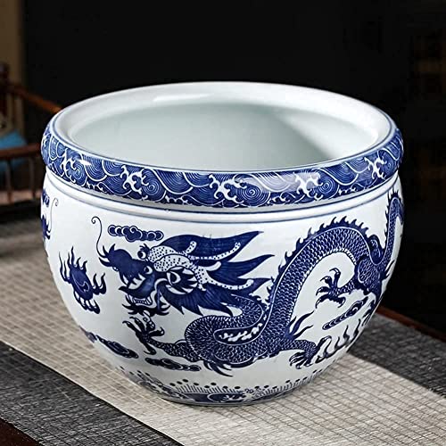 Jardinière fleur pot bleu blanc en porcelaine asiatique étanche et durable