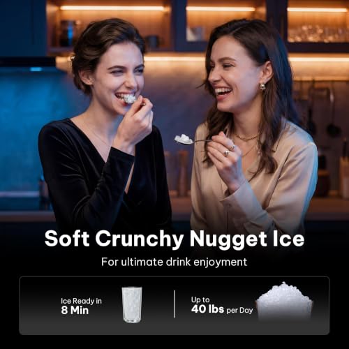 Image of Silonn Nugget Ice Maker Countertop, Auto-Dispense Ice System, Self-Cleaning Ice Machine, 40 lbs Per Day Soft Chewable Ice, Self-Dispensing Nugget Ice Maker for Home Kitchen, Office and Party Use