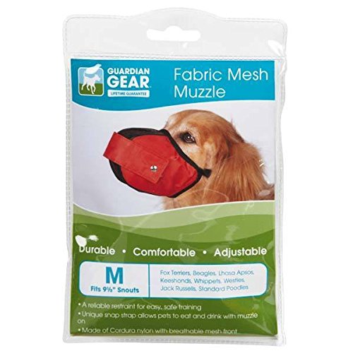 Guardian Gear Fabric MESH Dog MUZZLES Comfortable Soft Red Muzzle for Dogs That Bite or Chew(Medium/Large)