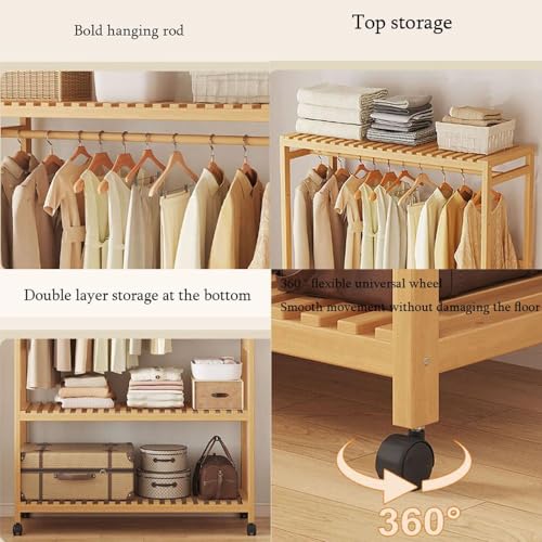 Portant à vêtements à 3 étagères et roulettes multidirectionnelles