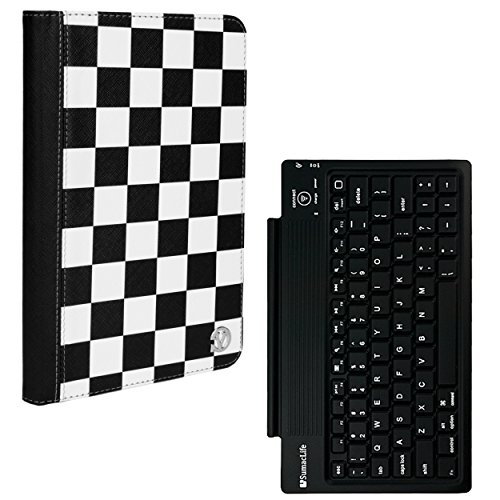 VanGoddy Slim Black and White Checkered Portfolio Case with Wireless Keyboard Suitable