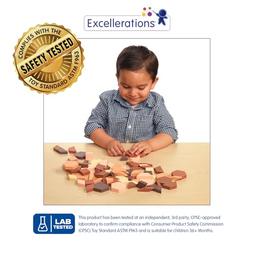 Image of Excellerations Wood Pattern Blocks - 100 Pieces