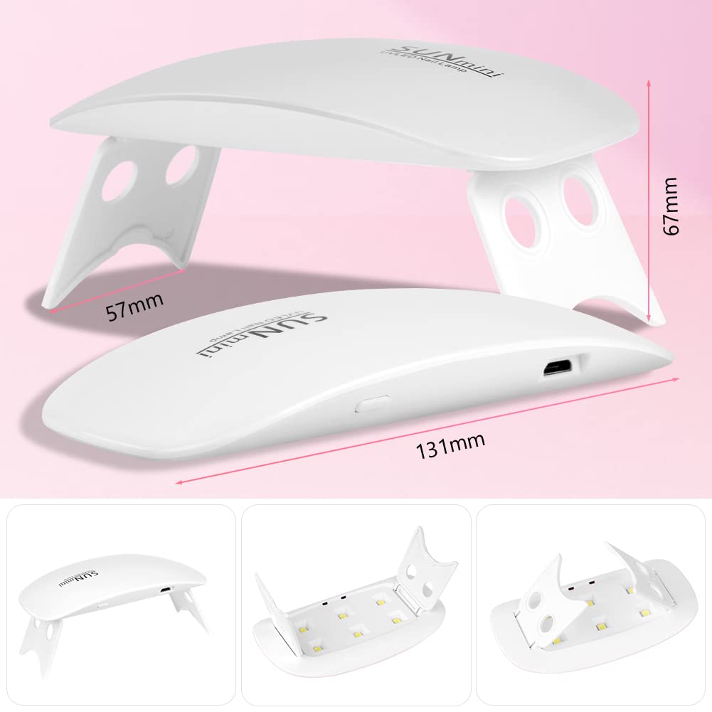 URAQT Mini Żelowa Lampa UV LED 6W - Przenośna Suszarka do Paznokci z Pilnikiem, Lampa Utwardzająca, Profesjonalne Narzędzie do Zdobienia, Akcesoria