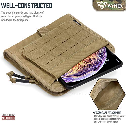 WYNEX Tactical Folding Admin Pouch, Molle Tool Bag of Laser-Cut Design, Utility Organizer EDC Medical Bag Modular Pouches Tactical Attachment Waist Pouch Include U.S Patch - Image 5