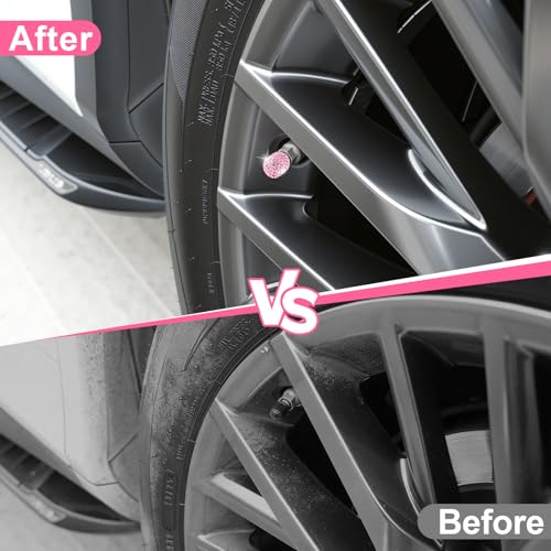Image of JUSTTOP 4 Pack Handmade Crystal Rhinestone Car Tire Valve Stem Caps, Car Wheel Tire Valve, Attractive Dustproof Bling Car Accessories, Universal for Cars, Trucks and Motorcycles-Pink