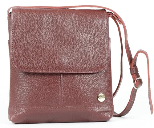 Bolsa Aline Feminina Transversal em Couro Legitimo (Rubi)
