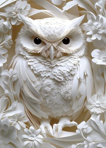 BUHAH 3D Impossible Bird Puzzle for Adults 1000 Pieces Nature Challenging White Owl Art Jigsaw Puzzl