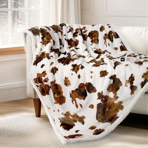 Cow Print Heated Throw Blanket 50