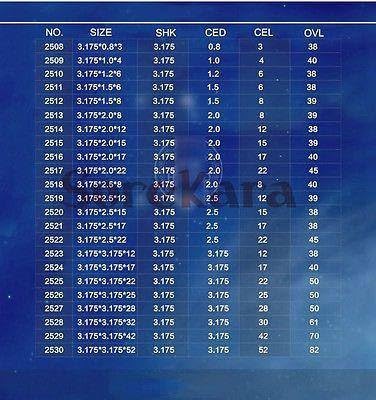3.175x1.5x8mm SHK Ball Nose Two Flutes Spiral End Mills Round Bottom Double Flutes Milling Cutter Carving Tools