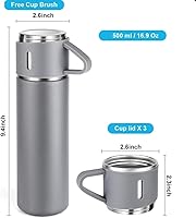 Vista 8 de Termo de acero inoxidable 3 tazas 169fl oz169 oz negro gris y azul juego