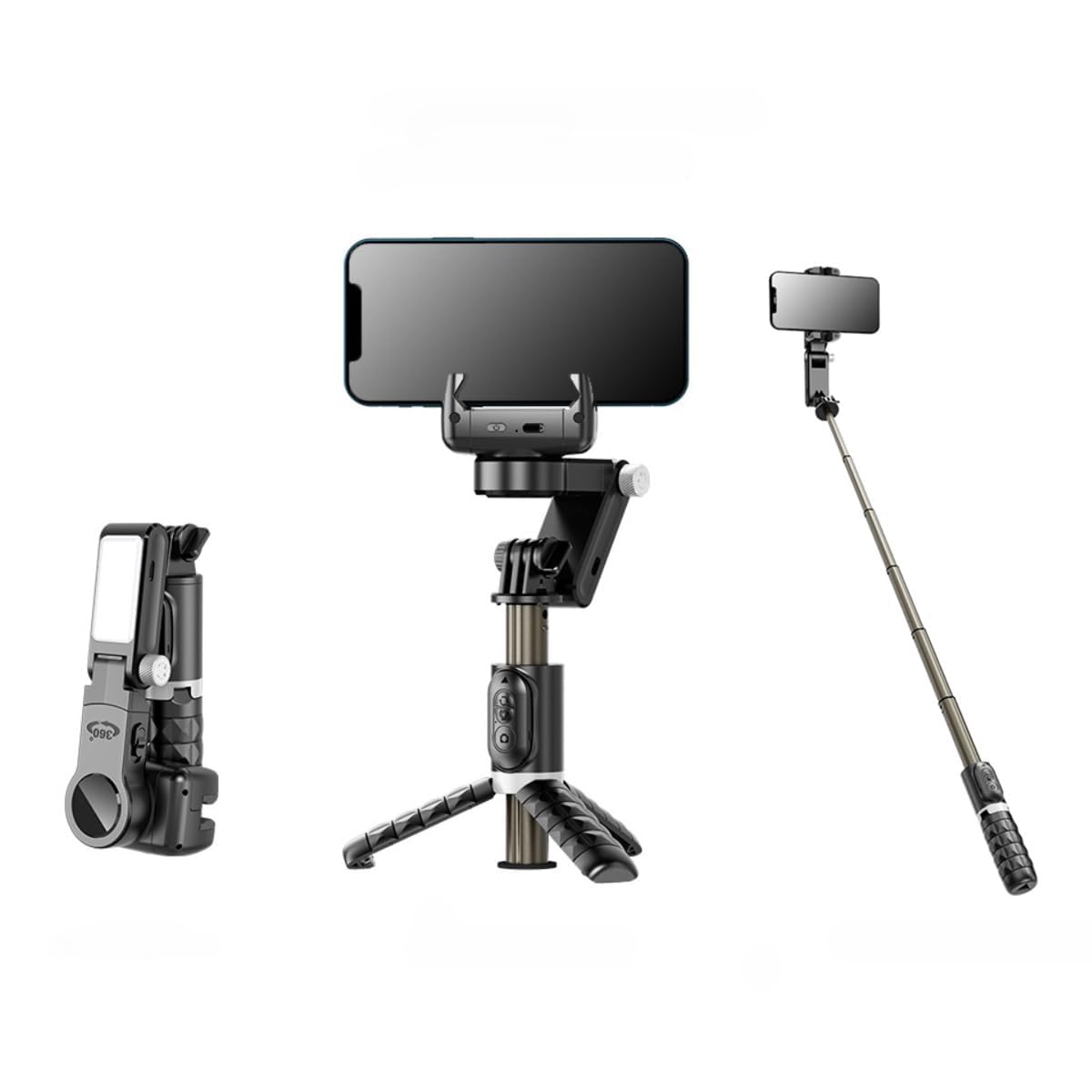 Stabilizator aparatu do iPhone'a Selfie Stick Panoramiczny dalszy stabilizator zapobiegający wstrząsom ręczny stabilizator panoramiczny stabilizator obrotu/pochylenia na żywo światło