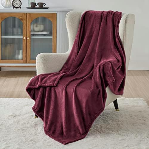 Bedsure Plaid Polaire Couverture Canapé - 150 x 200 cm, Rouge Vin
