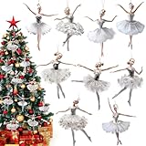 Suzile 36 Pcs Christmas Ornaments Set Wooden Ballerina Nutcracker Decorations with 11.8 Inch Ropes for Christmas Tree Decorative Hanging Ornaments