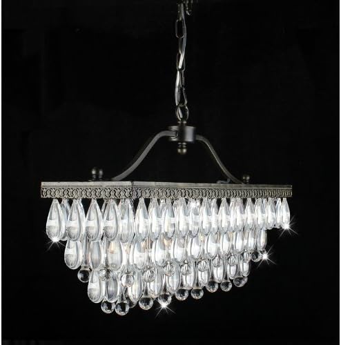 Rectangular Glass Antique Copper Pendant Chandelier