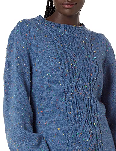 Image of Cable Stitch Women's Donegal Dots Cable Knit Sweater - Crewneck Long Sleeve Melange Pullover Top
