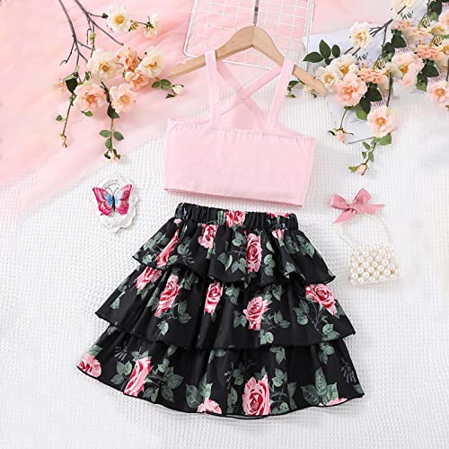 Baby boy Newborn Clothes Kids Girls Summer Sleeveless Vest Tops Flower Skirt 2PCS Outfits Clothes Se