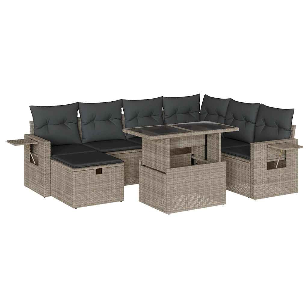 Set di 8 mobili da giardino in rattan sintetico, 62 x 62 cm, con tavolo regolabile in altezza, resistente alle intemperie e modulare, pratico ripiano per balcone, terrazza e giardino