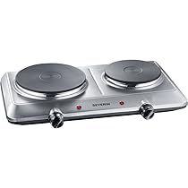 SEVERIN DK 1014 Fornello elettrico a due fuochi, Ø 18 cm x 1500 W + Ø 15 cm x 1000 W, Fondelli in ghisa indeformabili, Controllo in continuo della temperatura con 2 termostati, corpo in acciaio inox