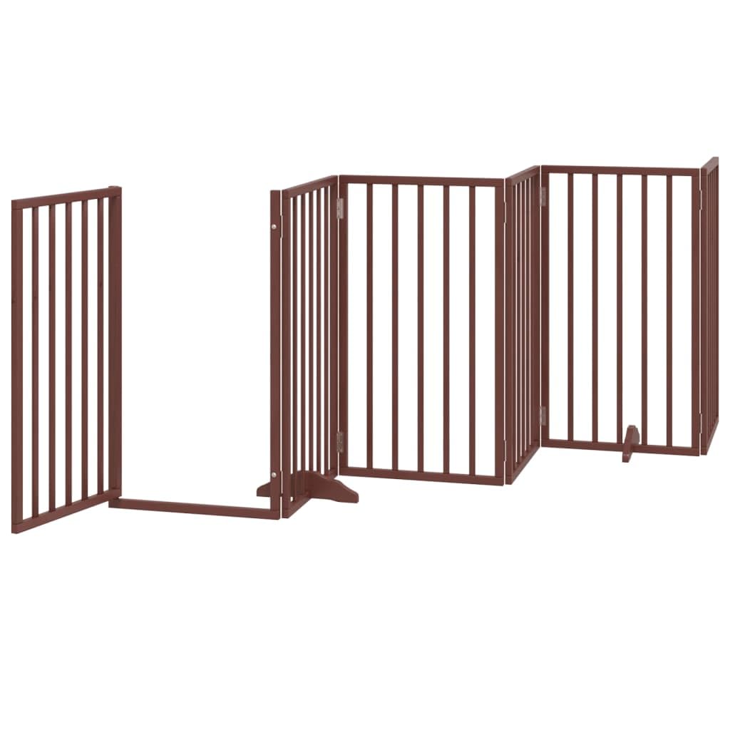 Homgoday Puerta de Perros Plegable 12 Paneles Madera álamo marrón 600 cm Barrera para Perros Plegable Valla
