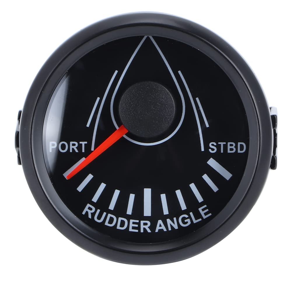 Jauges pour sports motorisés | Indicateur d'angle de barre universel de bateau de 52 mm Signal 0-190ohm avec capteur de barre 9-32V Jauge de rétroéclairage(Cadran noir, couvercle noir)