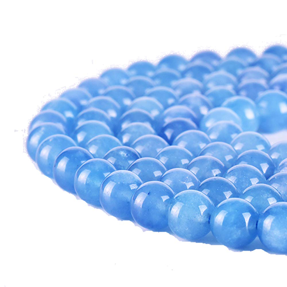Asingeloo Round Gemstone Sky Blue Jade Beads Strand 15 Inch 10mm for Jewelry Making Beads
