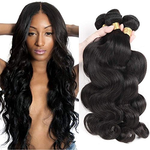 Luxnovolex Brazilian Virgin Hair Body Wave 4 Bundles /lot 100% Unprocessed Human Hair Weave Bundles Sew in Hair Extensions Natural Black Can Be Dyed and Restyle (16 18 20 22)