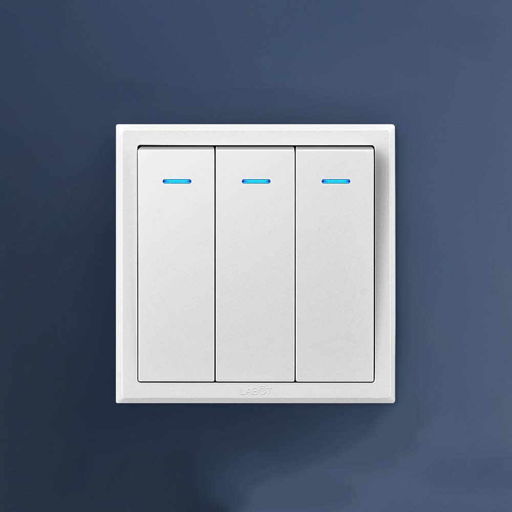 Kontrollschalter, Lichtschalter, 1 Stück, Typ 86, weißer Wippschalter, verdeckter Wandlichtschalter, 10 A, Wippschalter, großer Schlüsselschalter mit fluoreszierender Kontrollleuchte (3-Gang,